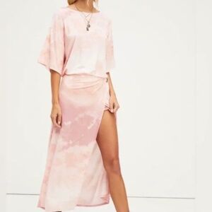 Free People Alyssa Wrap Dress Pink Tie Dye [Small]